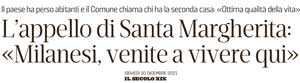 2021 12 30 demografia Liguria Santa Margherita calo demografico appello ai milanesi titolo Il Secolo XIX